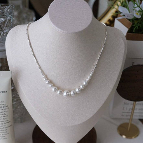 Freshwater White Pearl Silver Shards Necklace - House Of Pearls